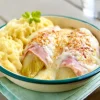 Ham/witloofrolletjes met aardappelpuree