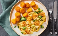 Kippengratin met groenten en rösti aardappelen