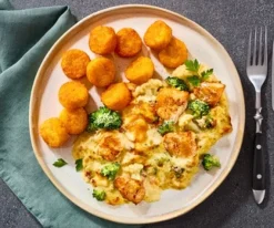 Kippengratin met groenten en rösti aardappelen