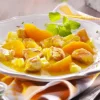 Kippenhaasjes in fruitige currysaus