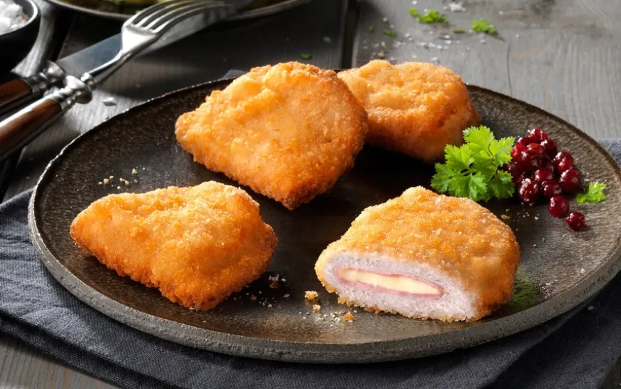 Minivarkensschnitzels 'cordon bleu'
