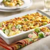 Ovenschotel met spruitjes en casselerrib