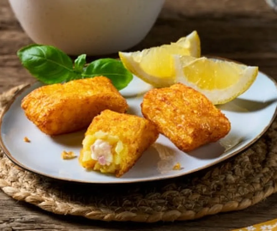 Röstikroketten met mozzarella en ham